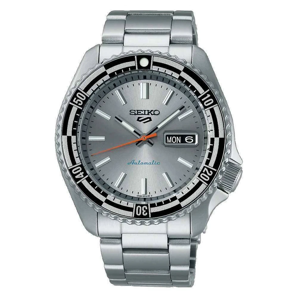 Seiko 5 Sports Retro Colour Collection 42,5mm Cassa e Braccialetto in Acciaio Inox, Orologio da Polso per Uomo - SRPK09K1