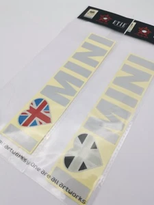 2 x New Mini Car Sticker Mini Black And White and Colour Union Jack I LOVE MINI - Picture 1 of 7