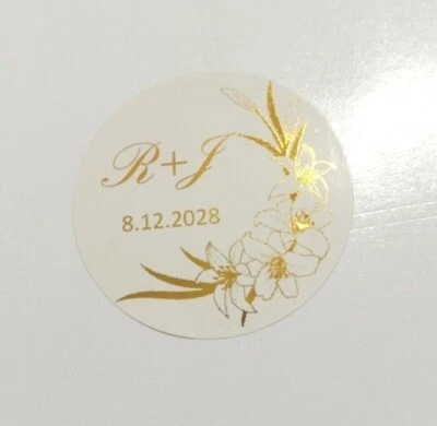 Blue Rose Gold Foil Personalized Wedding Engagement Party Favor Label Stickers - image 1 of 4