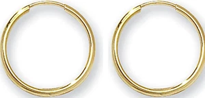 9ct gold sleeper hoop earrings 14mm diameter pair plain 9 carat gold new - Picture 1 of 4