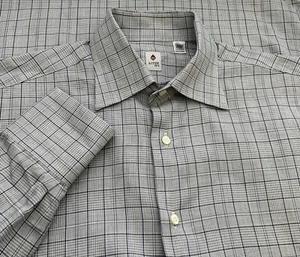D78 Aster grau Hahnentritt kariert Langarm Knopfleiste Herren Gr. M 100% Baumwolle - Bild 1 von 7