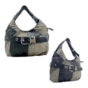 Vintage 80s 90s ETIENNE AIGNER Large Leather Colorblock Hobo Bag Handbag MULTI - Picture 1 of 16