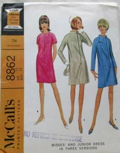 Vestido McCalls Costura Patrón 8862 Talla 12 Busto 32 Misses y Junior 3 Estilos Sin Cortar - Imagen 1 de 2