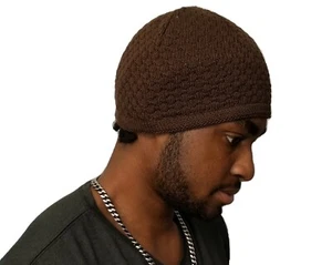 Brown Rasta Skully Beanies Hat Winter Warm Soft Skull Knitting Cap Beanie Kufi - Foto 1 di 12