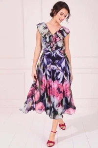 Vestido floral midi espalda abierta para mujer vestidos para dama tallas 10 12 de Kaleidoscope - Imagen 1 de 3