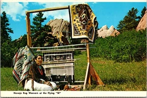 Postal Navajo Alfombra Tejedor Telar Volador con Rancho Colorado Springs Colorado - Imagen 1 de 2