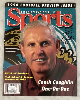 TOM COUGHLIN AUTÓGRAFO FIRMADO 1996 REVISTA DEPORTIVA JACKSONVILLE JAGUARS JSA Foto 1 de 2