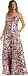Nightway Women's Metallic Jacquard Gown with Spaghetti Straps - SIZE 14 W - NWT - Picture 1 of 2