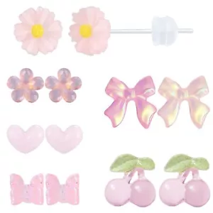 6 Pairs Plastic Earrings for Sensitive Ears Plastic Post Earrings for Girls H... - Picture 1 of 7