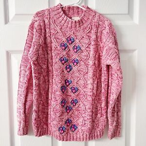 Hanna Anderson | Tweed Crochet Pullover Cardigan Sweater Size 6-7 Girls Vintage
