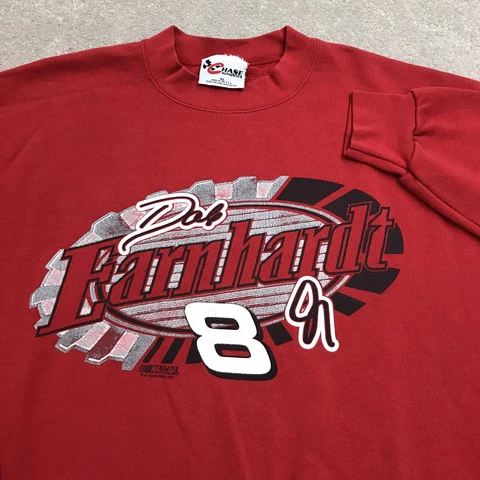 Vintage 90s NASCAR Dale Earnhardt Jr Crewneck Sweatshirt Size XL USA Made Red Cover