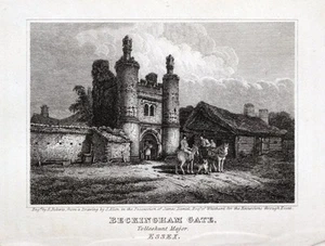 BECKINGHAM GATE, TOLLESHUNT MAJOR, ESSEX, Original antiker Druck 1818 - Bild 1 von 1