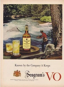 1954 Seagram's FISHING Fisherman Theme Print Ad - Picture 1 of 1