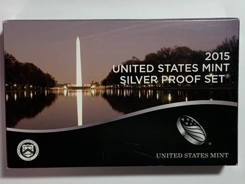 2015 US Mint Silver Proof Set 14 Piece National Park Quarters, Presidents, COA Cover