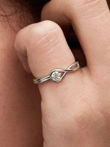 Pandora Ring Unendlich Sterlingsilber 0,15 Lab Grown Diamant Q 1/2 bis R Größe 58 - Bild 1 von 17