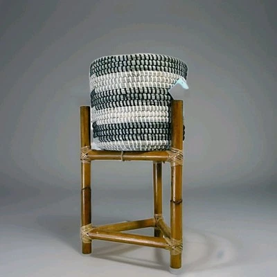 TJX Buying Office basket Seagrass With Rattan Stand House Interior Jessica Duong - Image 1 of 4