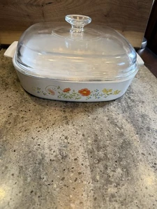 Vintage Corning Ware Wildflower A-10-B Casserole Dish 10x10x2 w/Pyrex Lid A-12-C - Picture 1 of 13
