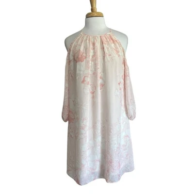 American Living 尺寸 14 婴儿娃娃连衣裙浪漫仙女粉红色花卉露肩  — 第 1/4 张图片