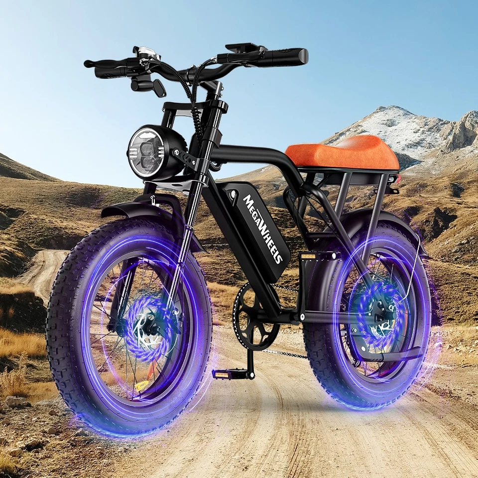 MEGAWHEELS Electric Bike Adult 1500W 60Mile 33MPH 20*4" Fat Tire Off-road Mountain Ebike