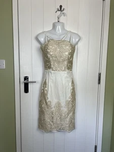 Chi Chi London Cream & Gold Embroidered Bodycon Dress – UK 6 - Picture 1 of 9