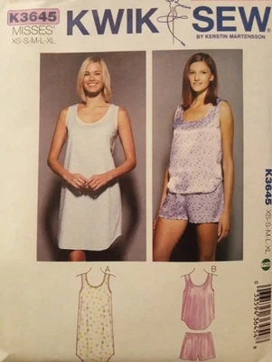 Pajamas Sewing Pattern Nightgown Sewing Pattern K3645 CUT Complete XS-XL - Image 1 of 2