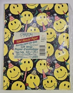 American Greetings Gift Wrap Sheet Smiley Face Birthday NOS NEW SEALED 8.33 sqft - Picture 1 of 4