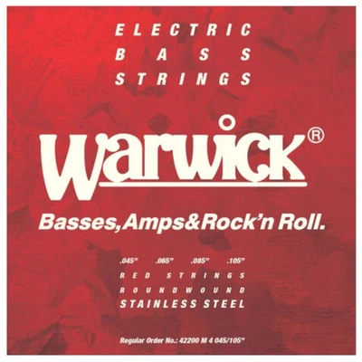 Warwick Bass Saiten,4er,45-105,Red Stainless Steel