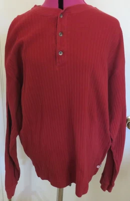 Levi's Long Sleeve Pullover Shirt Henley Ribbed Men's Size XL RED Vintage USA - Image 1 of 4