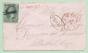 US #158 3c Washington on 1875 [Sep 7] Cover NEW YORK FRANCA to S. JORGE AZORES - Picture 1 of 2