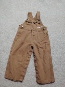 Carhartt Overalls Girls Size 24M Brown Cursive Writing Ruffle - Picture 1 of 4