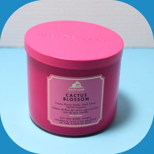 Bath & Body Works White Barn Cactus Blossom 3-Wick Candle – 14.5 oz – Pink Jar - Picture 1 of 4