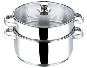 Vinod Stainless Steel 2 Tier Steamer/Momos/Modak Maker with Glass Lid - 24 cm - Picture 1 of 3
