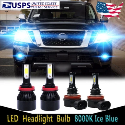 For Nissan Armada 2017-2020 - LED Headlight Bulbs High Beam + Fog Light 4X C9L - Image 1 of 4