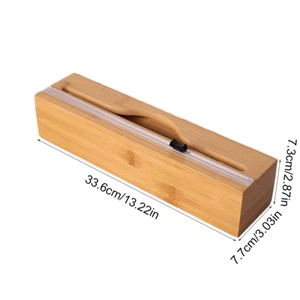 1Pc Kitchen Wrap Dispenser with Foil & Cling Film Cutter Box, Bamboo Fresh Bag C - Picture 1 of 12