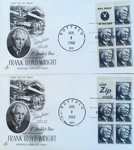First Day of Issue Stamp FRANK LLOYD WRIGHT 1968. .02 Booklet Pane - Picture 1 of 1