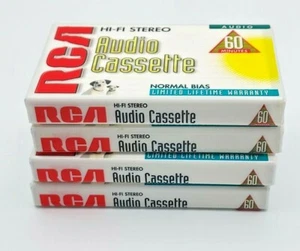 4 cintas de casete de audio en blanco RC60 RCA 60 minutos estéreo Hi-Fi selladas ¡FS! - Imagen 1 de 2