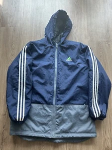 Vintage Adidas Winterjacke Hoodie Gr. XL grau blau grün  - Bild 1 von 6