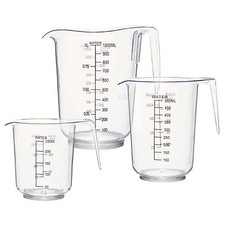 3 Sizes Measuring Jug Clear Plastic Baking Kitchen Set Flour Sugar Water
