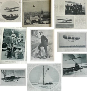 1909 Fotos/artículos Wright Bros. volar París, Euro aviación, dirigible de guerra, yate de hielo - Imagen 1 de 7