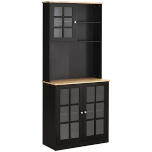 72" TALL Kitchen Pantry Storage Cabinet Buffet Hutch with Microwave Countertop - Picture 1 of 11