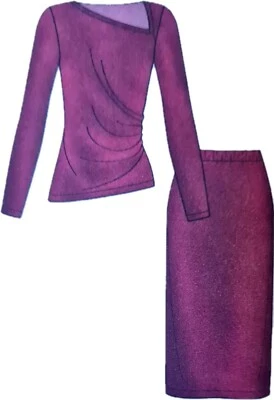 1980s Ruched Top Asymmetric Skirt Suit Sewing Pattern New Look K6687 - Image 1 of 3