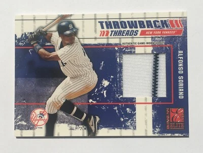 2003 Donruss Elite Alfonso Soriano Throwback Threads Game Worn Jersey #d /250 - Image 1 of 4