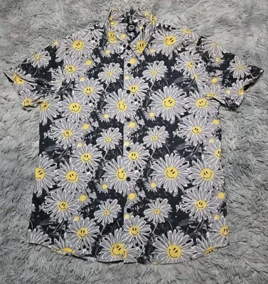 Camisa con botones Neff para hombre talla M sonriente margaritas surfista playa patinador informal usada en excelente estado Foto 1 de 4