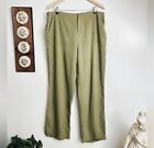 lata 90. jedwabne minimalistyczne zielone spodnie rekreacyjne z kieszeniami plus size 16