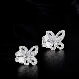 950 Platinum Women Earring Studs  Round Lab Grown 1 Carat Diamond - Picture 1 of 10