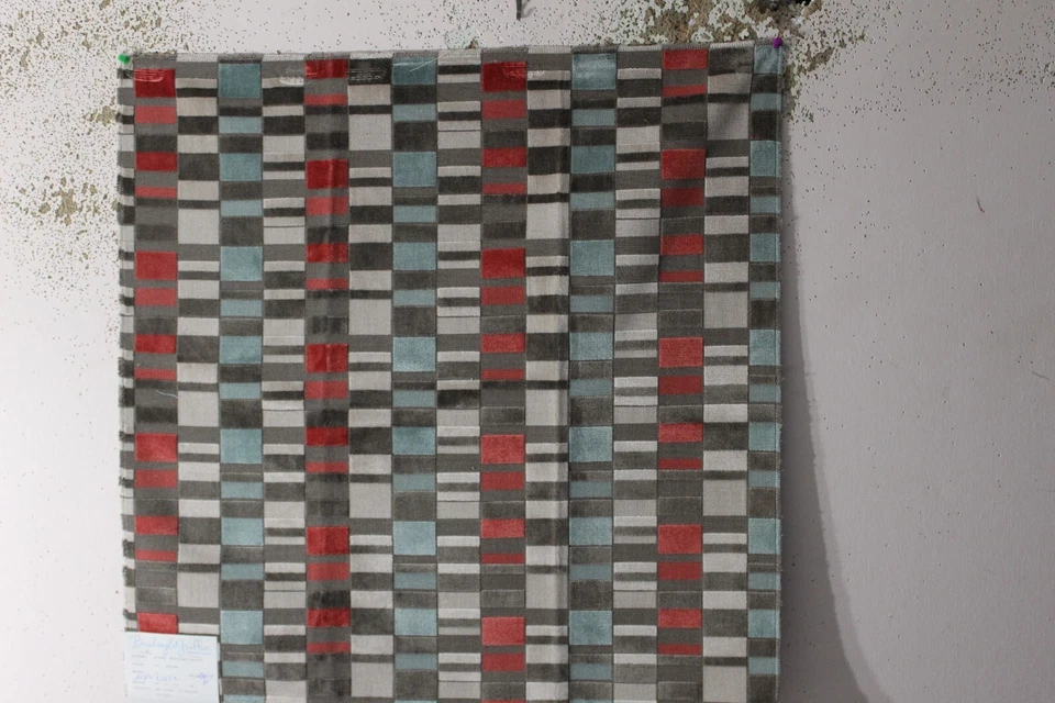 Bailey & Griffin, Hapsburg Velvet, Geometric, 26.50" W X 26.50" L, Clr Red/Jade - Image 1 of 1