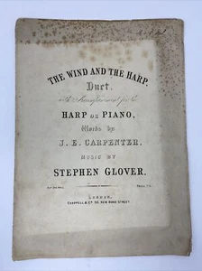 Rare Civil War Era Sheet Music The Wind and the Harp owned by Blanche Noel - Picture 1 of 11