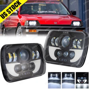 For Honda 1982-85 Civic 1986 1988-89 Accord Pair 7x6" LED Headlights DRL Hi/Lo - Picture 1 of 8