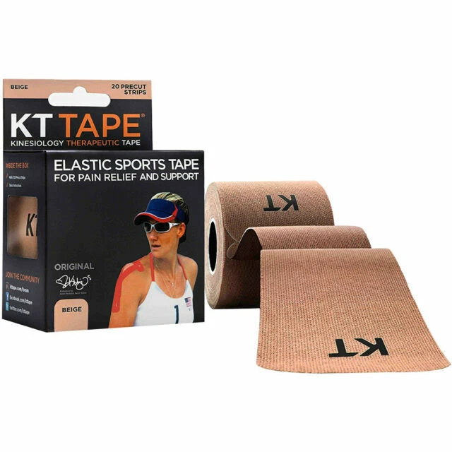 KT TAPE 10 inch Kinesiology Beige Therapeutic Strips - 20 Count