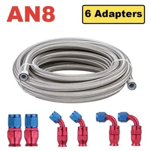Kit de montaje de manguera de línea de combustible 3,5 M AN8 manguera trenzada de acero inoxidable 6 piezas extremos giratorios rojos - Imagen 1 de 13